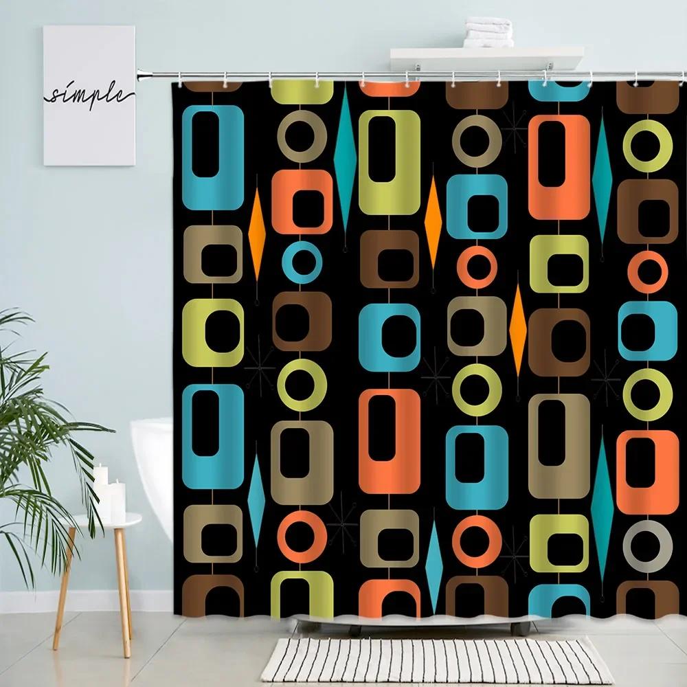 Abstract Shower Curtain Colorful Mid Century Graffiti Geometric Cute Cartoon Kids Watercolor Doodle Plant Curve Bathroom Decor