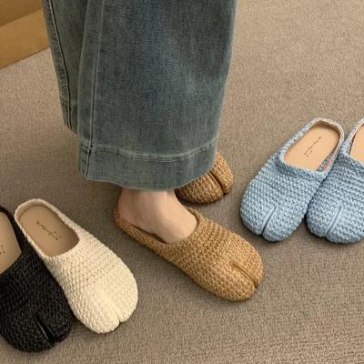 Модные горячо продаваемые вязаные мюли с раздельным носком | Удобные разноцветные тапочки в стиле ретро, идеально подходящие для уличной одежды и домашней носки