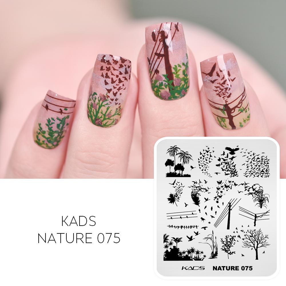 kads Chinese Stamping Nail Stamp Plate Tree Peony Butterfly Design Nail Art Printing Gel Polish 7*8cm Image Templates Plate
