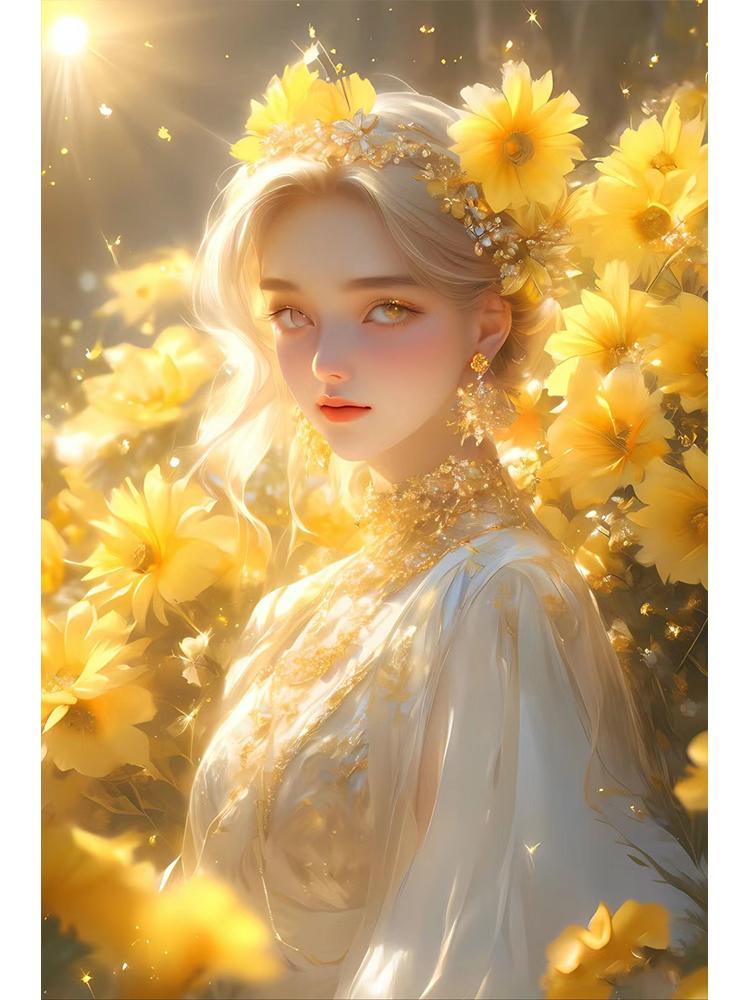 Diamond Painting Full Circle Square Flower Fairy 5DDiy Novel Mosaic Embroidery Cartoon Girl Cross Embroidery Set Home Decoration