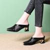Баотоу полушлепанцы женские летние новые модные сандалии женские железный носок толстый каблук удобные квадратный носок сандалии женские