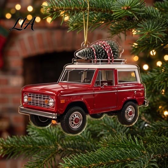 Custom Car Pendant Christmas Tree Hanging Ornament, Acrylic Flat Print for Seasonal Home Ornament Rearview Mirror, Festive Holiday Decoration,