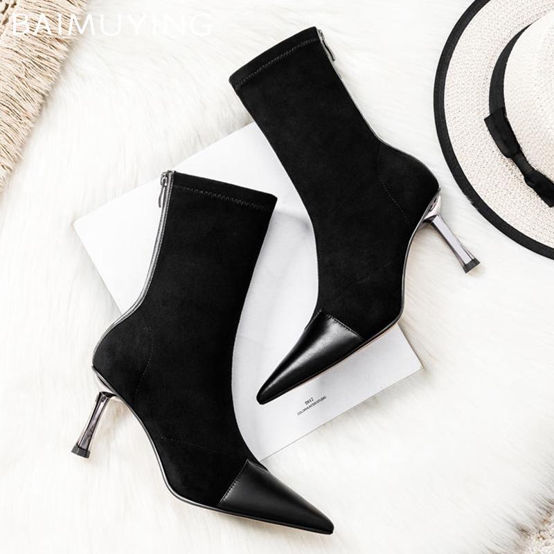 Pointed Toe Women Snow Ankle Boots High Heels Fashion Shoes Suede Sexy Chelsea Boots 2024 Trend Winter Pumps Fashion Botas Mujer