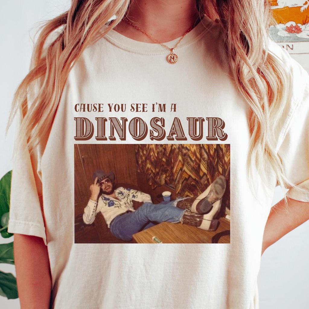 Cause You See I'm A Dinosaur Shirt, Retro Comfort Western T-shirt, Southern Boho Hippie Shirt, Funny Cowboy Gift, Country Music Tee