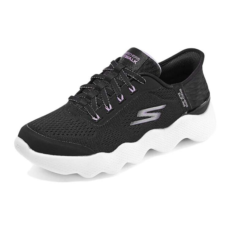 Skechers Go Walk Массаж Посадка Натяжные Сетчатая Ткань Спортивный Комфорт Низкие Повседневные Кроссовки Женские Черный Белый 124916-BKLV