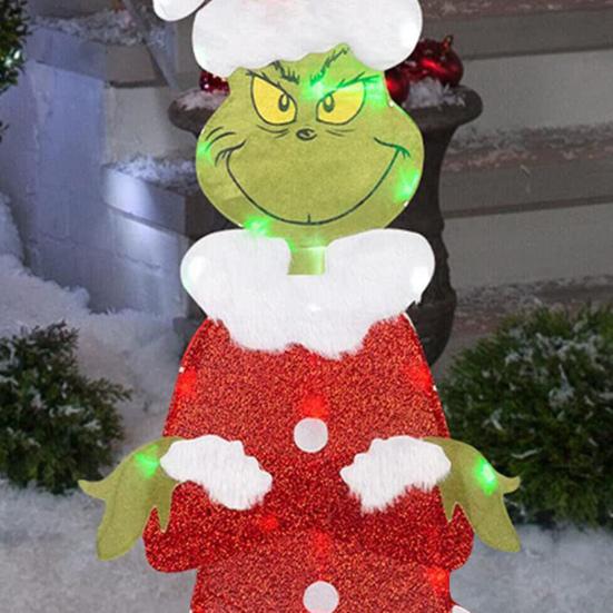 Светодиодная Рождественская Уличная Вывеска Большая Зеленая Елка Эльф Собака Сани Рождественская Уличная Вывеска для Зимней Лужайки Сада Двора Наружный Декор