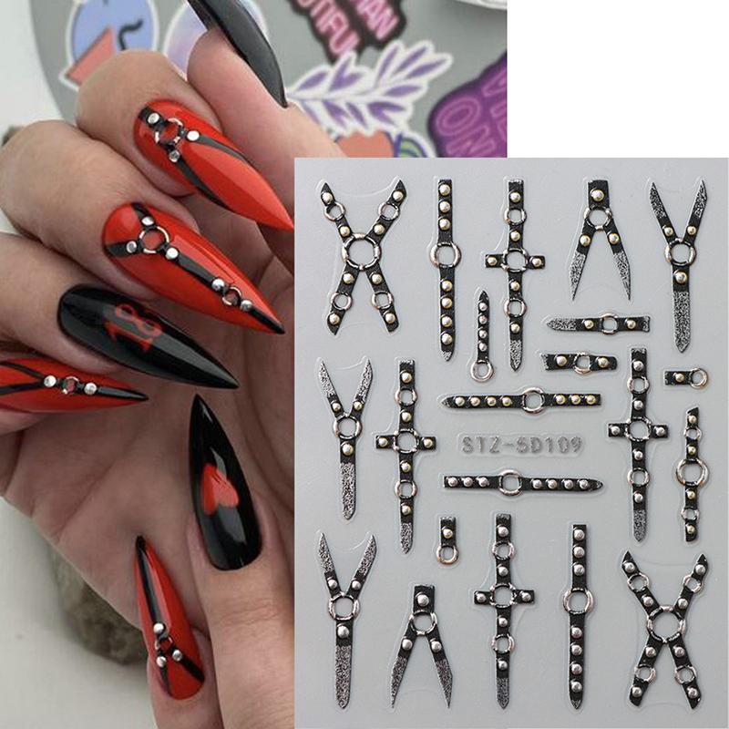 1 лист Y2K выгравированные летние маникюрные наклейки на ногти насекомые божья коровка цветок 5D самоклеящиеся украшения для ногтей