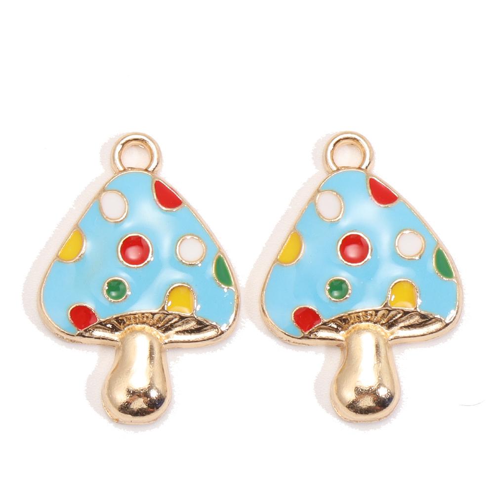 10Pcs Colorful Cute Enamel Red Mushroom Alloy Pendant for Women's Earrings Bracelet Jewelry Made of Charm DIY Necklace Ornaments