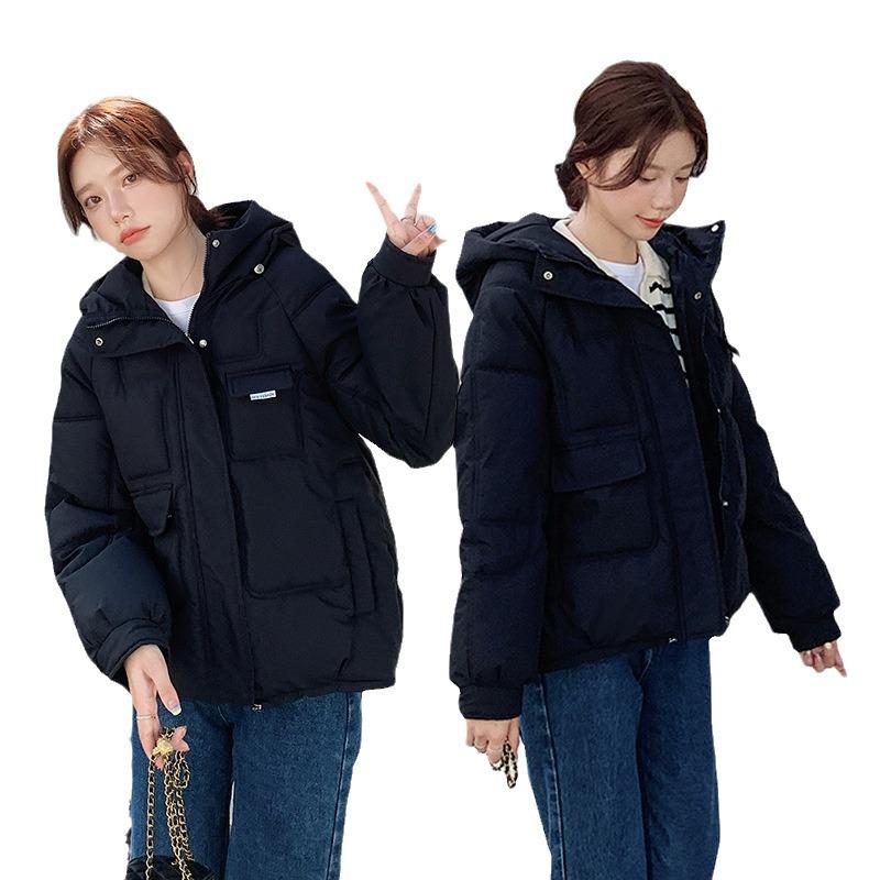 2025 Осень/Зима Новая Хлебная Хлопковая Куртка Утолщенная Свободная Модная Рабочая Куртка с Капюшоном Короткая Хлопковая Куртка