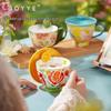 JOYYE Hand-Painted Ceramic Cup with Lid - April Azalea