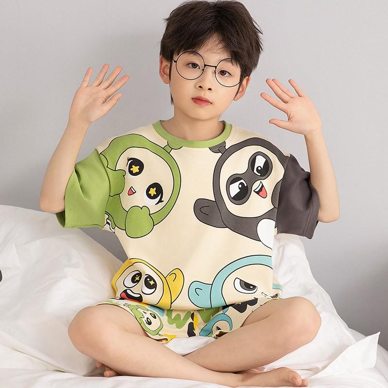 Boys Cotton Pajama Set Short Sleeve Lightweight Sleepwear Kids Teens Ages 8 Home Wear