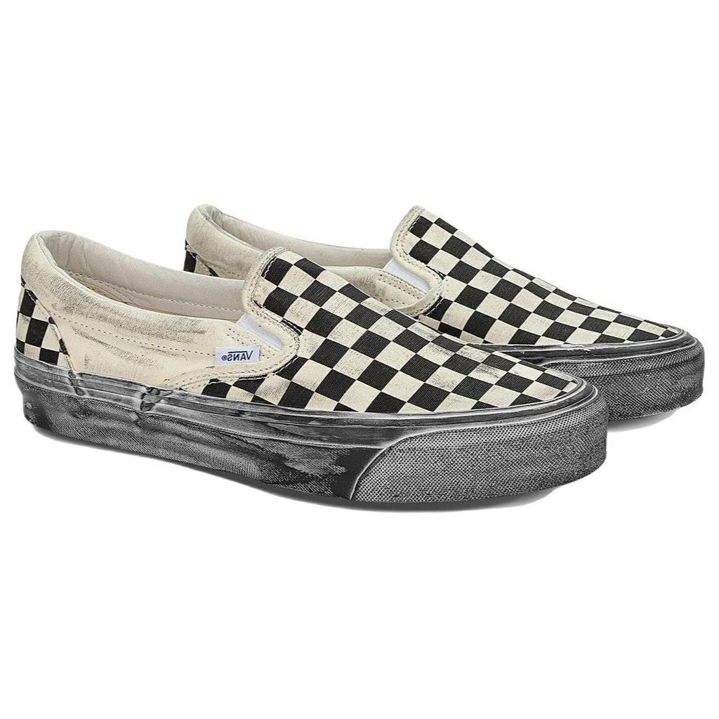 Vans OG Classic Slip-On LX Stressed — черные кроссовки унисекс в шахматную клетку VN0A32QNBKC