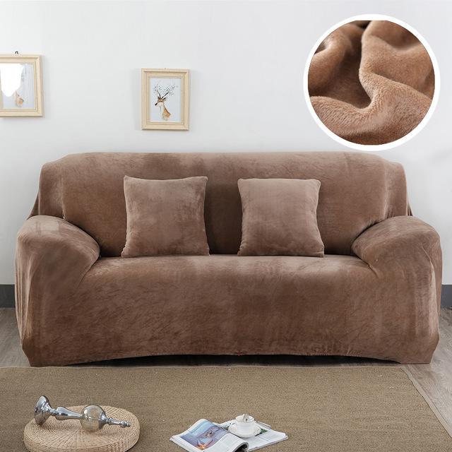 Velvet Plush Thicken Sofa Cover All-inclusive Elastic Sectional Couch Cover for Living Room Chaise Longue L Shaped Corner Covers