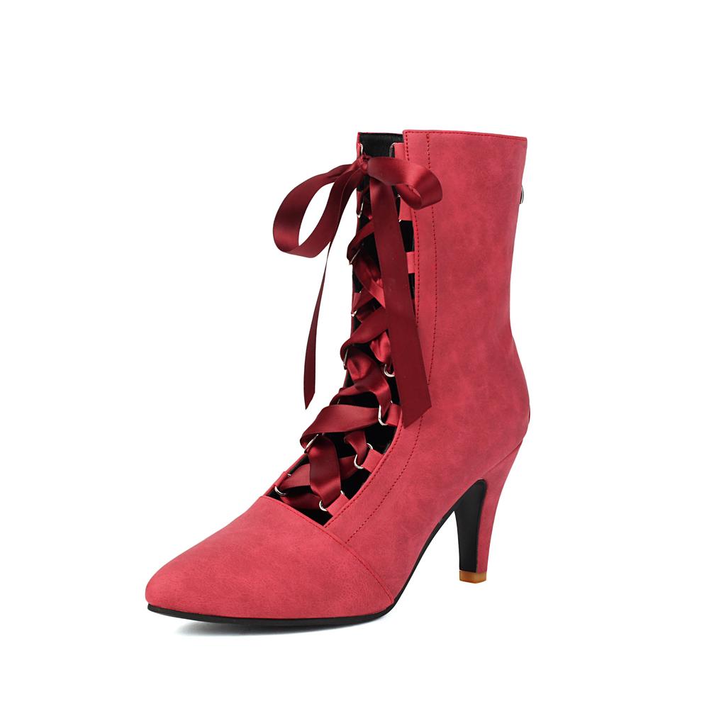 Women's High-heeled Short Boots, Sexy European and American Style, Pointed Thin Heel Large Size Single Boots