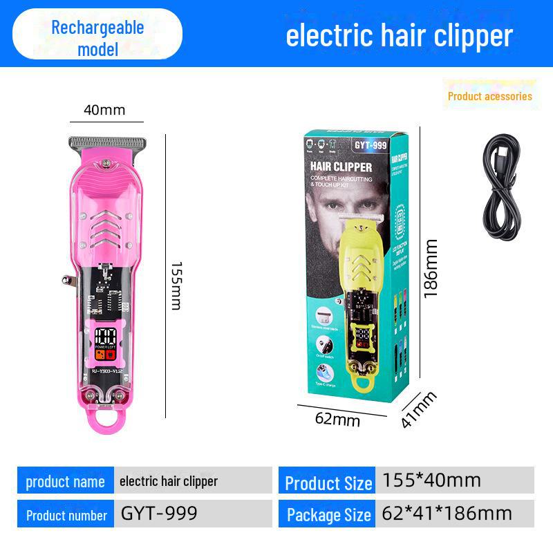 Rechargeable Electric Hair Clippers with LCD Display for Men's Shaving