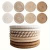 8Pcs Drink Coasters with Holder Absorbent Coasters for Drinks Woven Coaster Set Home Decoration