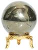 Crocon Golden Pyrite Crystal Ball with Metal Stand Gemstone Ball Healing Sphere Sculpture Figurine For Feng Shui Fortune Telling Home Decor Photo