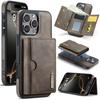 DG.MING M6 Series RFID Tri-fold Card Bag Removable Leather Phone Case