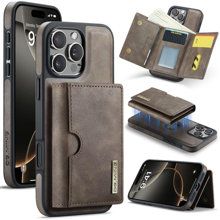 DG.MING M6 Series RFID Tri-fold Card Bag Removable Leather Phone Case