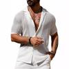 European And American Men'S Summer Cool Shirt Men'S Casual Knitted Sweater Hollow Breathable Short Sleeve Lapel Fashion Men'S Clothing