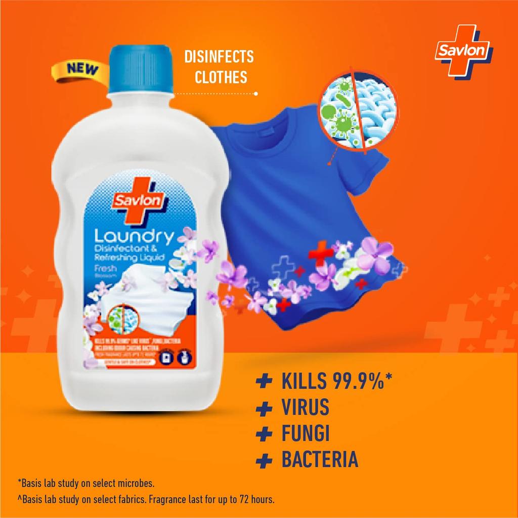 Savlon Soft & Protect Fabric Conditioner 890ml Fresh Blossom Fragrance for Softness and Germ Protection