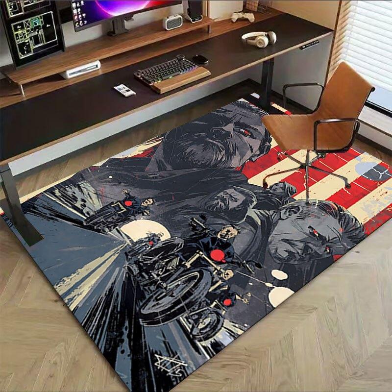 1pc Sons of Anarchy themed Office Carpet Chair Mats - durable polyester rug for home theater, office, dorm room decor - tA40
