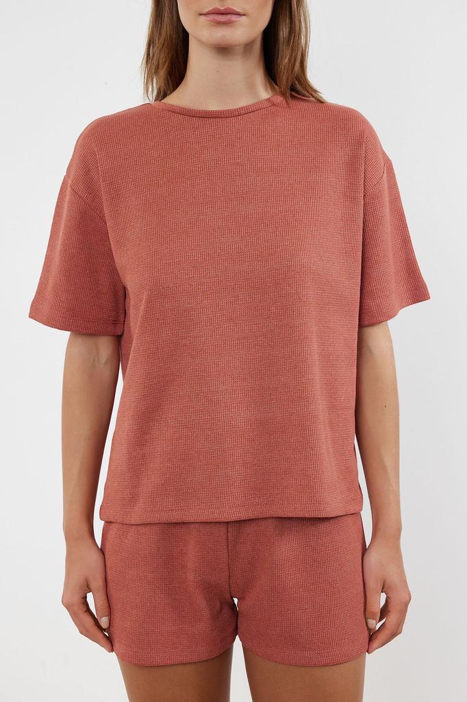 Women's Fashion Indigo Waffle Fabric Knitted Pajama Set