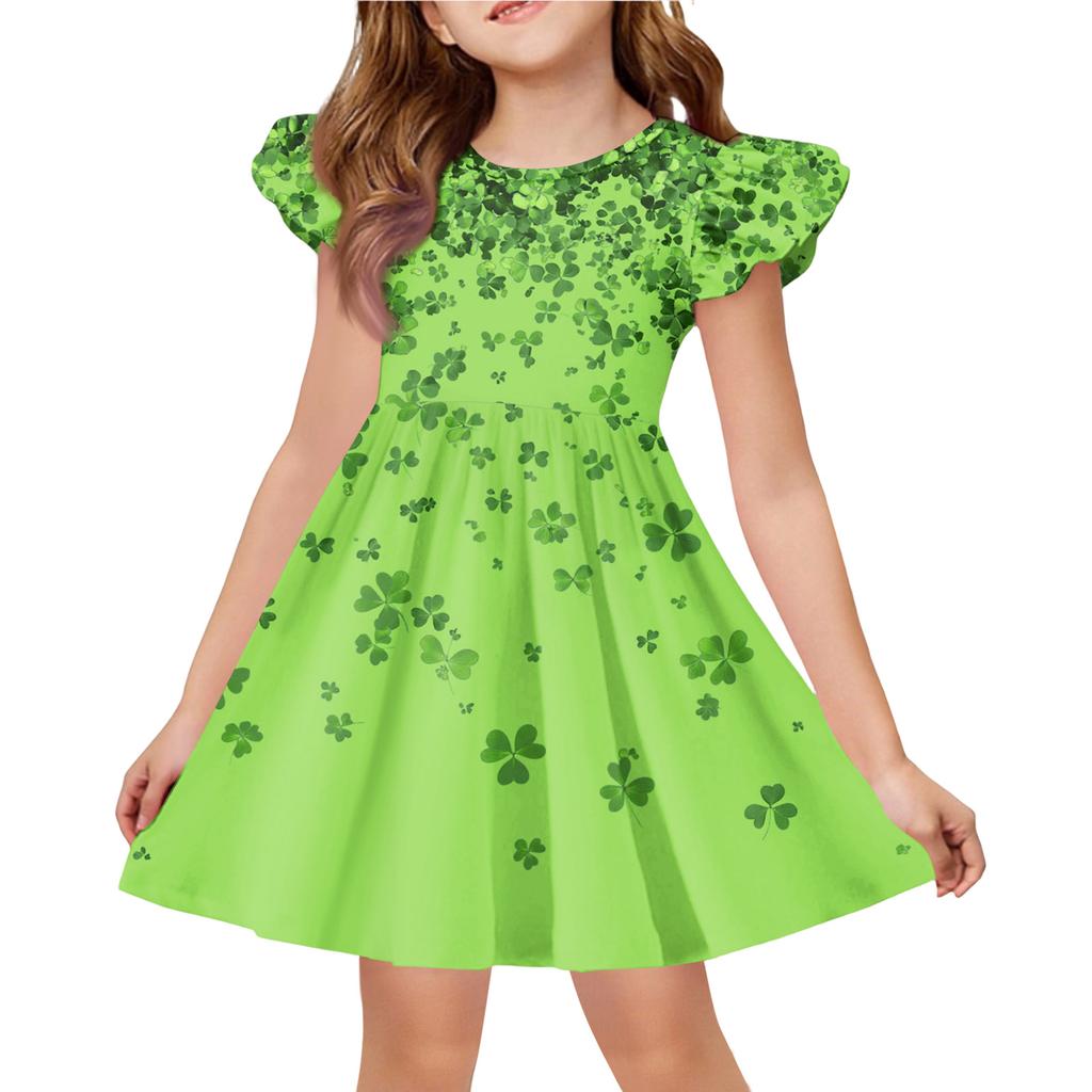 Летнее платье принцессы для девочек - А-силуэтное платье-футболка Ст. День Патрика