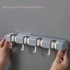 Wall Mounted Mop Holder Multi-Functional Broom Hanger Shelf Home Kitchen Storage Bathroom Suction Hanging Pipe Traceless Hooks