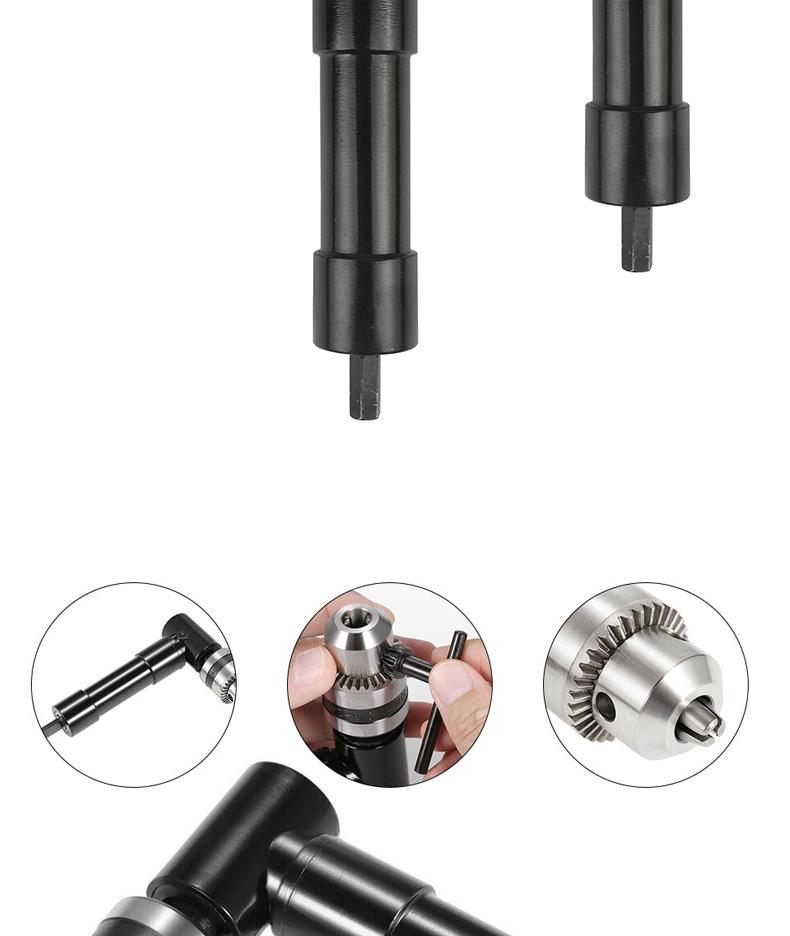 Насадка для сверления под прямым углом с трехкулачковым патроном, 90-градусный пробивной инструмент