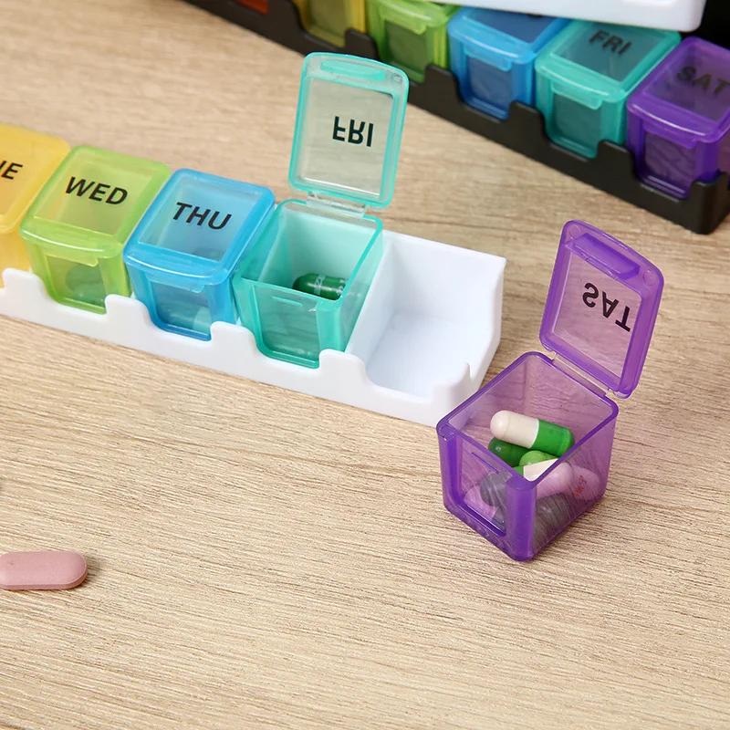 7 Day Mini Pill Organizer Portable Detachable Medicine Case Weekly Compact Storage Box for Vitamins Pills Travel Essentials