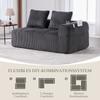 Cozy Corduroy Two-Seater Sofa – No Assembly, Soft Back Cushions, Side Storage Pocket for Remote Control and Phone, Cup Holder – Neat and Aesthetic.