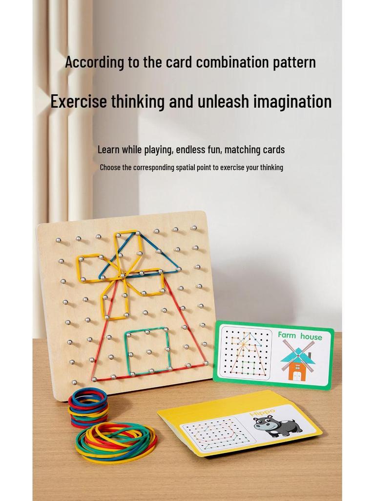 Wooden Geometric Shapes & Pegboard Educational Puzzle Toy for Early Childhood Development