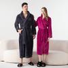 Men's Shawl Collar Robes Full Length Fleece Plush Bathrobes Soft Spa House Coat with Pockets Fluffy Spa Robes Unisex Winter Cozy Warm Spa Long Robe