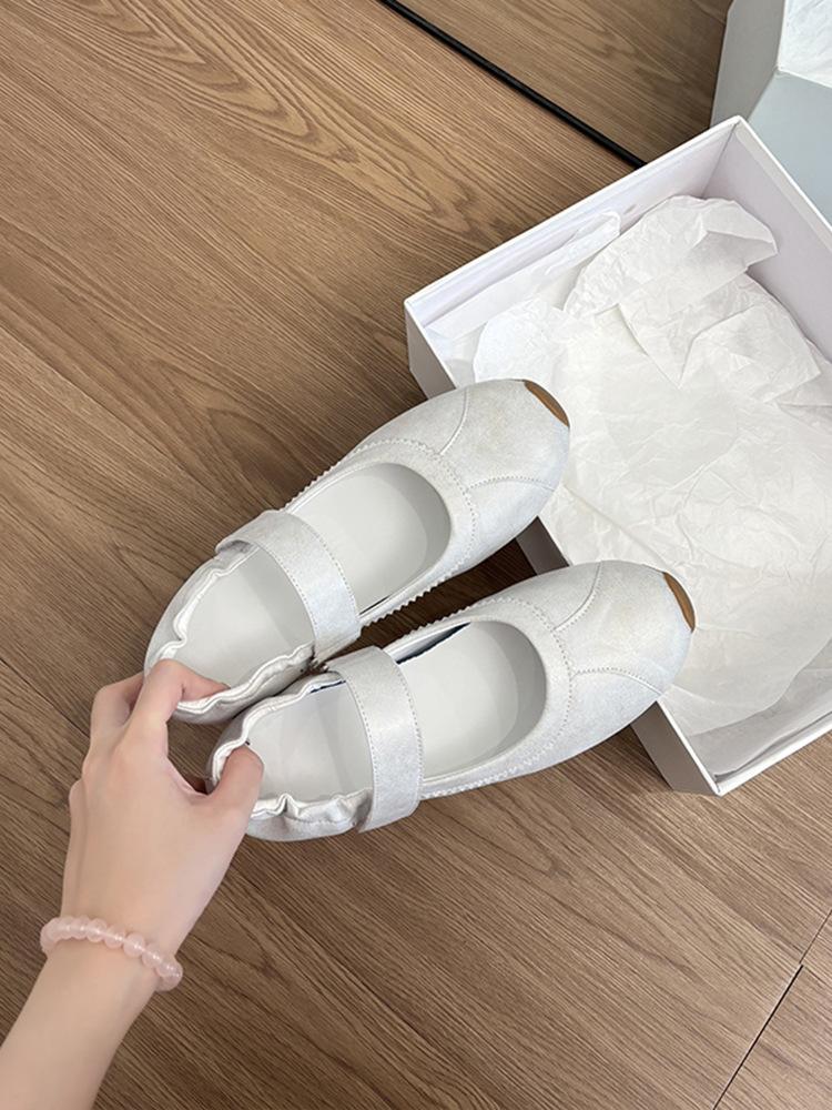 Ретро балетки Мэри Джейн на плоской подошве на липучке, женские туфли с круглым носком и мелким вырезом