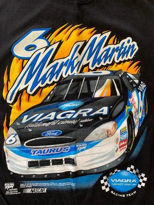 Винтажная футболка с коротким рукавом Mark Martin NASCAR Viagra Roush Racing Черная Унисекс