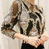 Luxury Crystal Sequins Embroidery Blouse Lace Heavy Beads Sexy Blusas Camisa Party Clubs Hollow