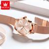 OLEVS 5189 Quartz Watch for Women Diamond Love Heart Design Fashion Elegant Rose Gold Mesh Steel Strap Waterproof Ladies Watches