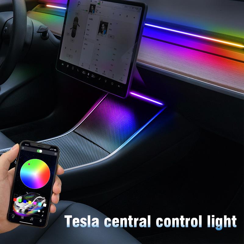 RGB-подсветка для вентиляционных отверстий Tesla Model Y/3, для экрана дисплея и центральной консоли