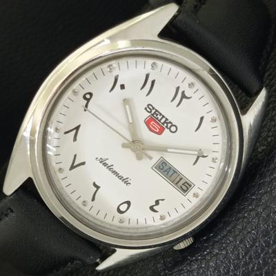 ВИНТАЖНЫЕ МУЖСКИЕ АВТОМАТИЧЕСКИЕ ЧАСЫ SEIKO 5 7009A ЯПОНИЯ С АРАБСКИМ БЕЛЫМ ЦИФЕРБЛАТОМ a702676-1
