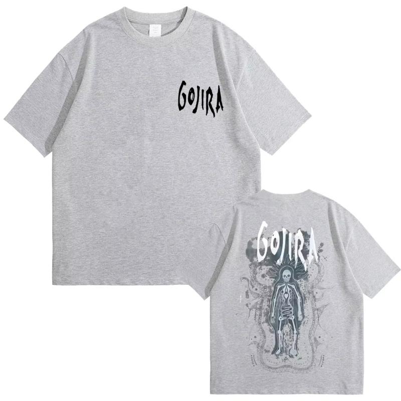 Метал-группа Gojira The Flesh Alive Графическая футболка со скелетом Унисекс Женская Модная Оверсайз Футболки Унисекс Повседневная Хлопковая Футболка