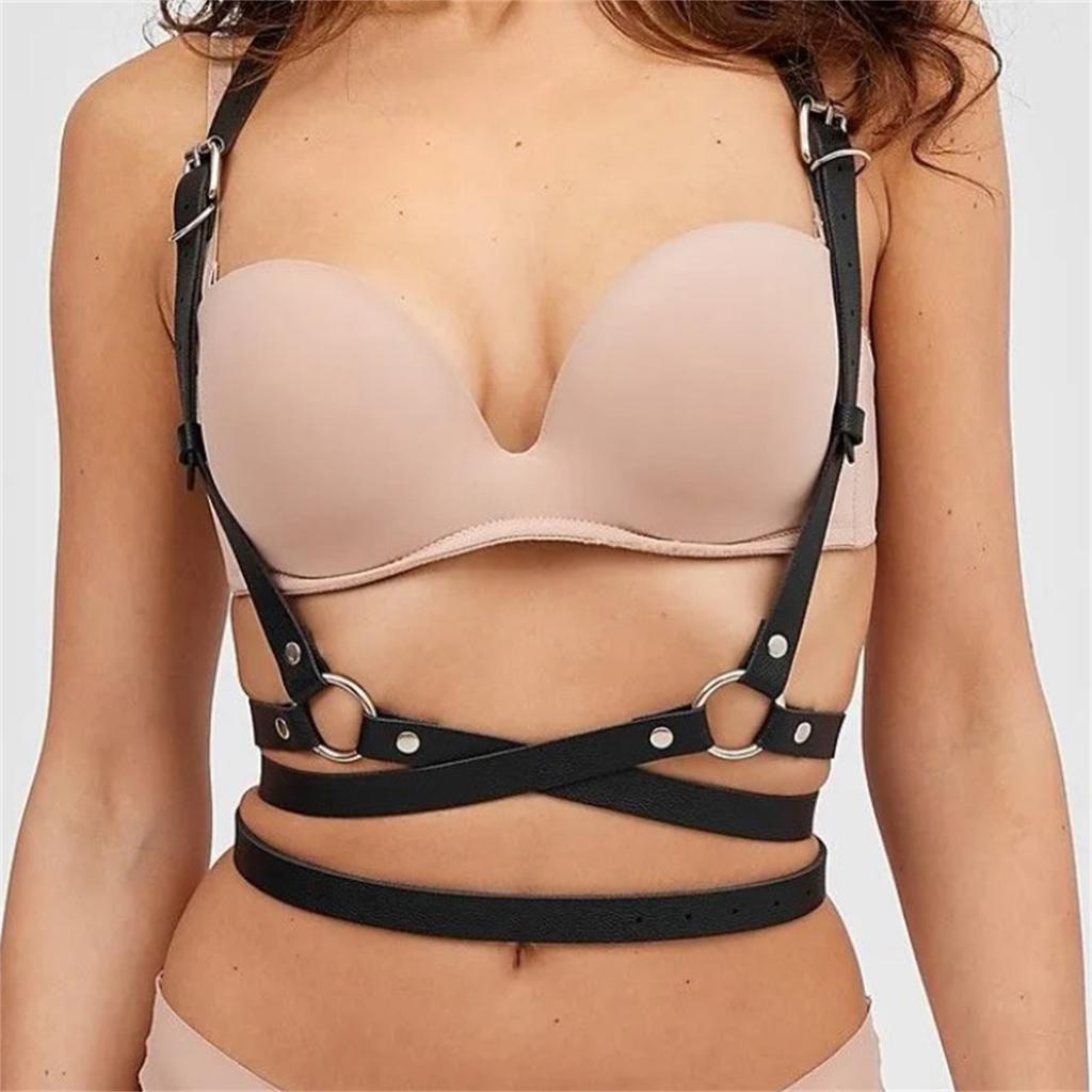 Sexy Leather Binding Strap Set For Women Wearing Sexy Leather Underwear