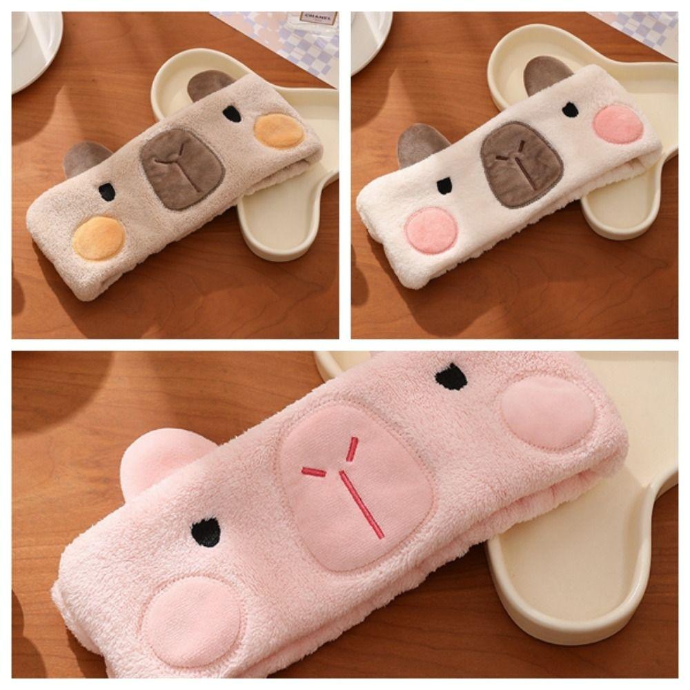 Wide-brimmed Capybara Headband Coral Fleece Makeup Headband Cute Cartoon Hairband Spa
