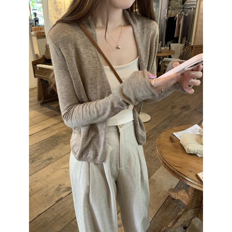 Весенние и осенние свободные вязаные кардиганы с длинным рукавом женские свитера модные тонкие повседневные женские кардиганы топы однотонные элегантные тонкие женские трикотажные изделия 3109