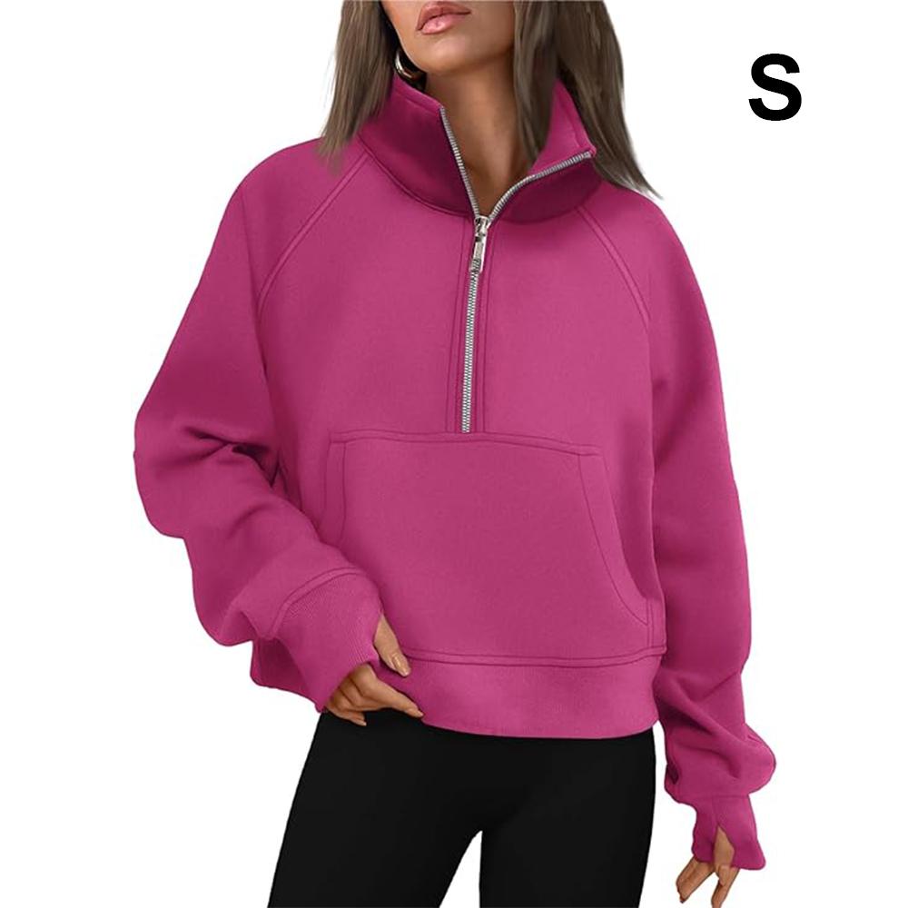 Женские толстовки на молнии, укороченный пуловер, флисовые толстовки на молнии на четверть, осенняя одежда, одежда с отверстием для большого пальца