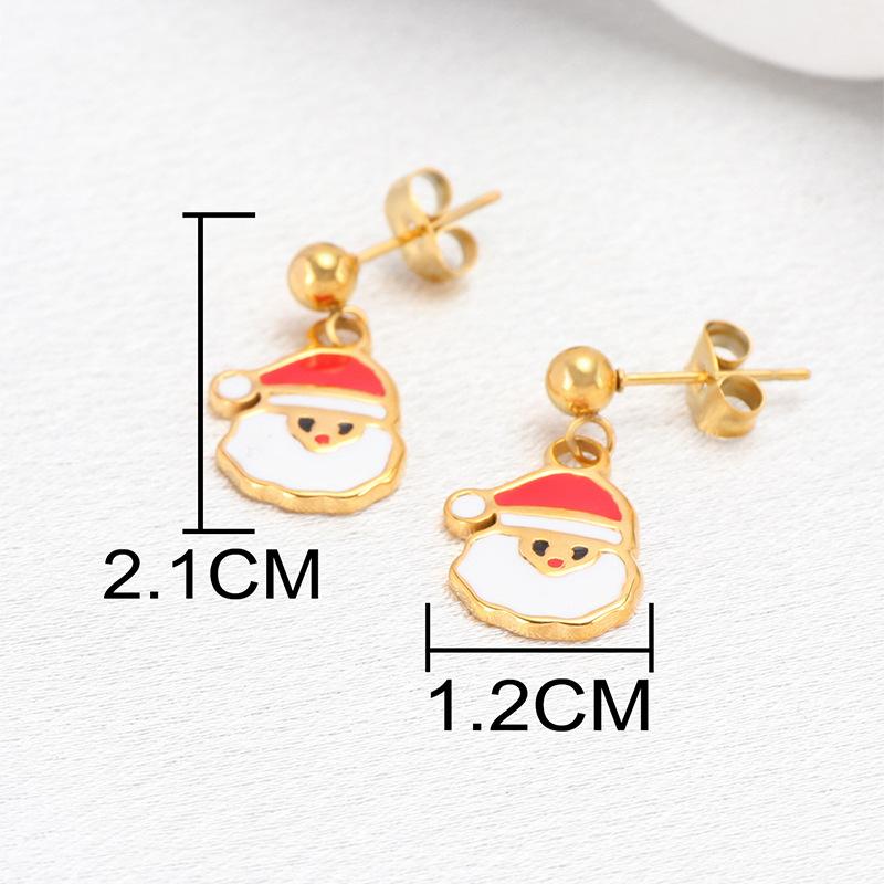 Праздничные рождественские элементы из нержавеющей стали серьги Санта-Клаус серьги-подвески с клеем