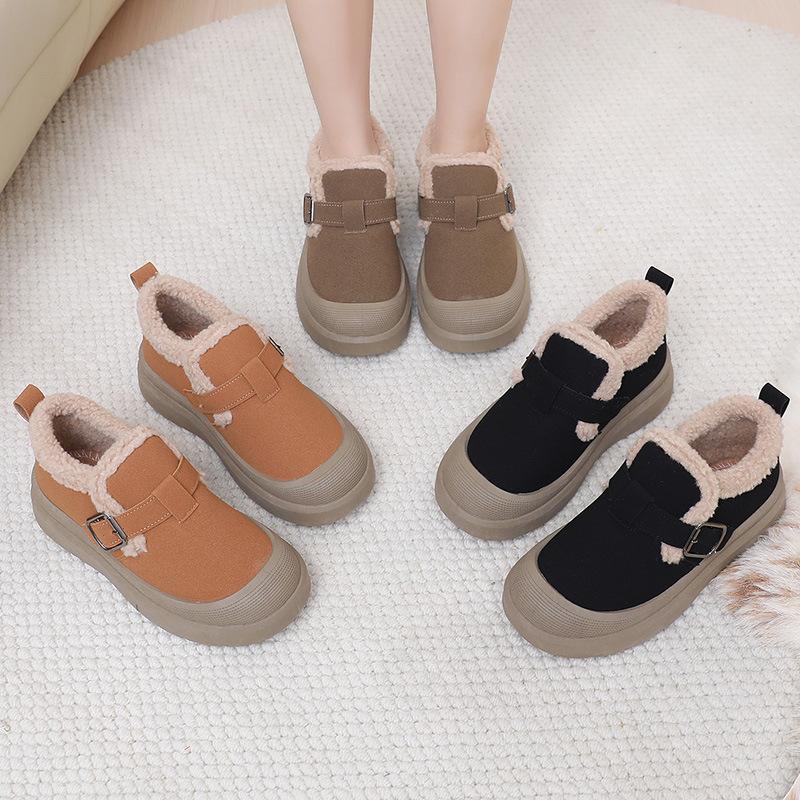 Женские флисовые утепленные туфли, Удобная обувь на мягкой подошве, Универсальные, Модные, Нескользящие зимние ботинки