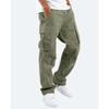 Autumn and Winter Men's Straight-Fit Drawstring with Multiple Pockets Stretch Cargo Pant