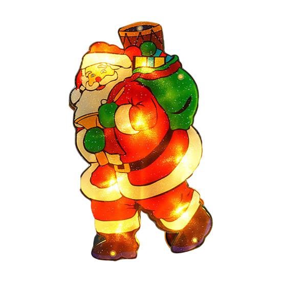 Светодиодные рождественские гирлянды на присосках, подвесные светильники в виде Санта-Клауса, лося, звезды, сезонные знаки, работающие от батареек, лампы на присосках