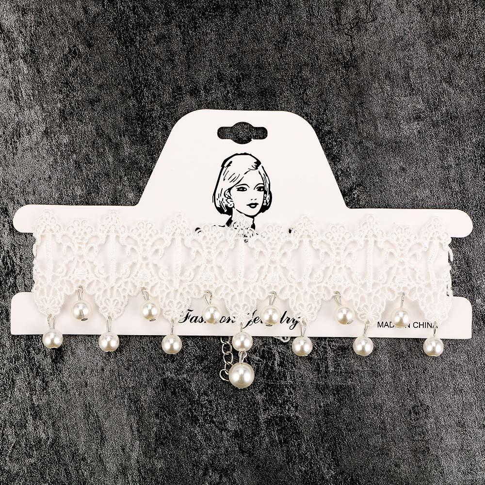 Короткое женское свадебное жемчужное ожерелье с кружевным воротником, готическое ожерелье-чокер